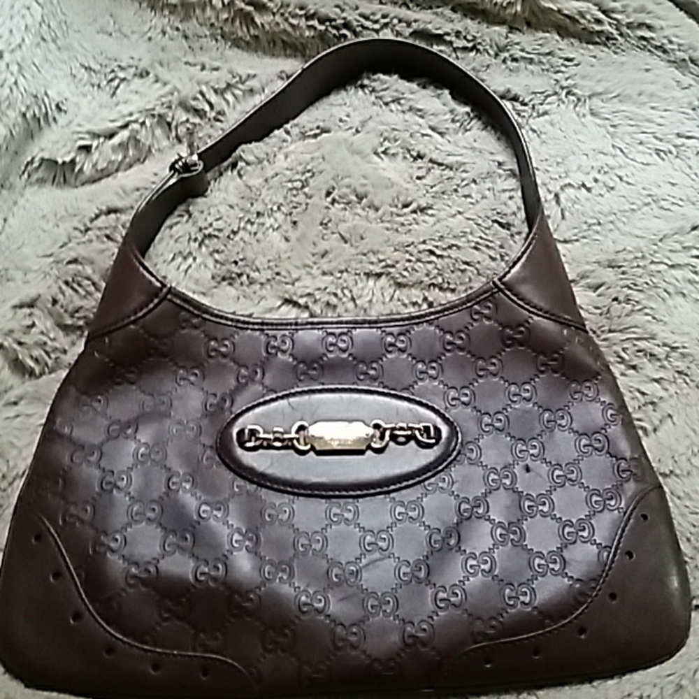Brown Leather Guccisima Shoulder Bag